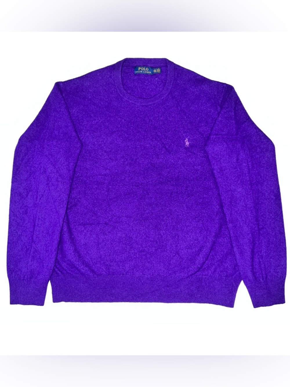 Polo Ralph Lauren Men's Purple Italian Yarn Knit Pullover Sweater Crew XL Logo